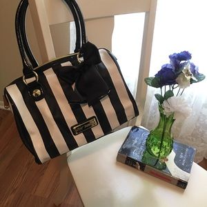 BETSEY JOHNSON Black and White Striped Purse